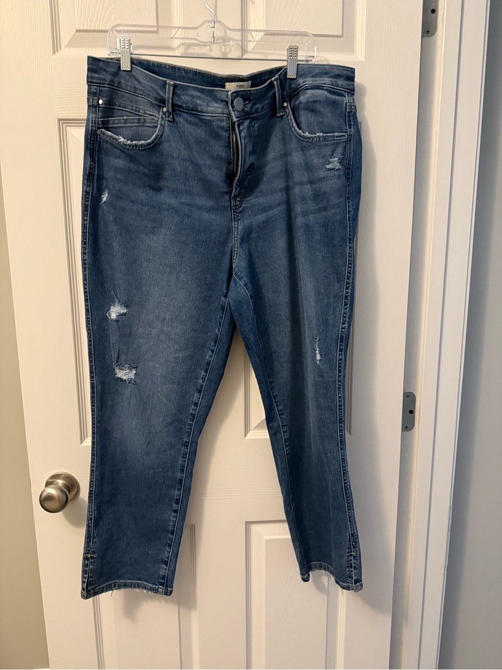 Maurices Everflex Cropped Distressed Stretch Jeans - Dark Blue